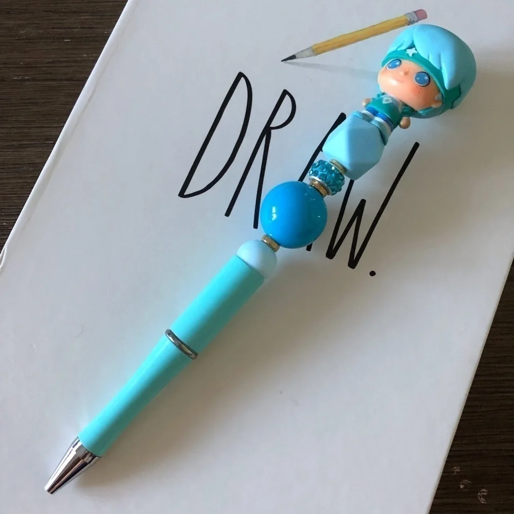 Rainbow Brite: Buddy Blue handmade beaded pen